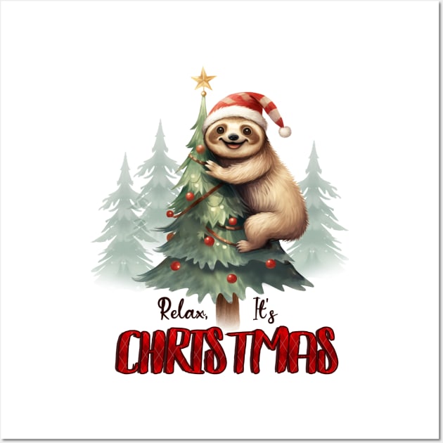 Merry Slothmas Wall Art by MZeeDesigns